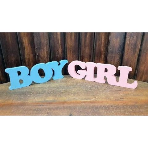 Kit Palavras Boy Azul e Girl Rosa em Madeira Mdf
