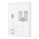 Ver imagem 3 de Guarda-roupa Solteiro Solo 4 Portas 2 Gavetas com Espelho Branco - Pnr Móveis