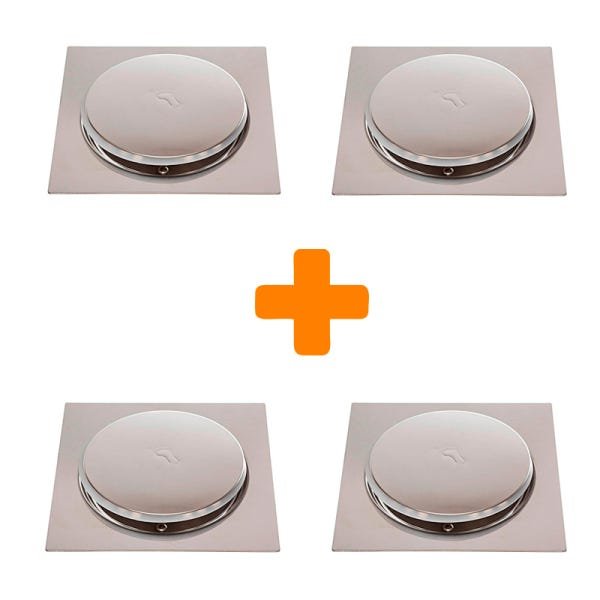 kit 4 Ralos Click Inteligente em inox Clic 10x10 cm - 1