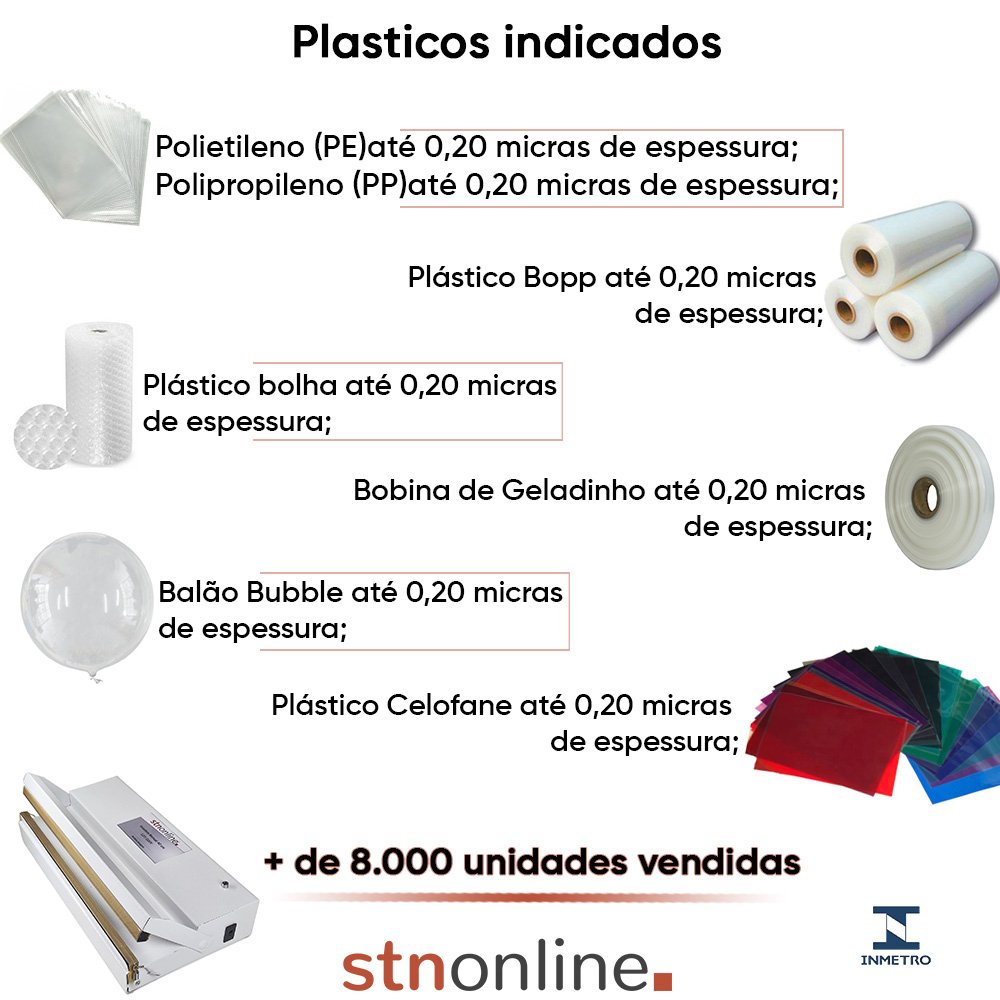 Seladora Manual de Embalagens Plasticas 30cm Bivolt STN Online - 3