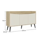 Ver imagem 3 de Conjunto Buffet Aparador 130cm + Cristaleira Amendoa/Off White Branco