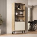 Ver imagem 5 de Conjunto Buffet Aparador 130cm + Cristaleira Amendoa/Off White Branco
