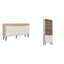 Ver imagem 2 de Conjunto Buffet Aparador 130cm + Cristaleira Amendoa/Off White Branco