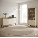 Ver imagem 1 de Conjunto Buffet Aparador 130cm + Cristaleira Amendoa/Off White Branco