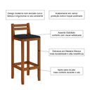 Ver imagem 3 de Banqueta em Madeira Maciça Ibiza Balcão 98 Cm - Malbec Assento Preto