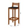 Banqueta em Madeira Maciça Ibiza Balcão 98 Cm - Malbec Assento Preto - 4