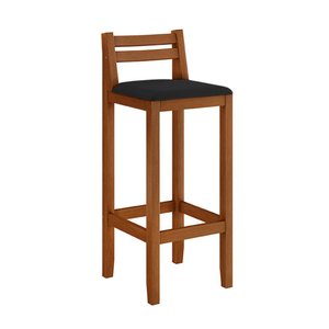 Banqueta em Madeira Maciça Ibiza Balcão 98 Cm - Malbec Assento Preto