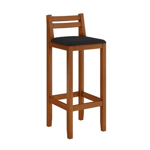 Banqueta em Madeira Maciça Ibiza Balcão 98 Cm - Malbec Assento Preto