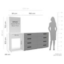 Ver imagem 3 de Cômoda Penteadeira Lisboa 8 Gavetas com Espelho 209x160cm Cinza/Branco 250798