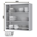 Ver imagem 3 de Armario Aereo 2 Portas Mdf 80 Cm Americana C356 Branco Henn