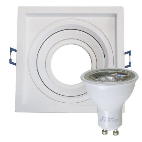 Kit Spot Recuado Orientável Embutir + LED Gu10 Mr16 6W 3000K Alumínio Gesso Madeira Modular