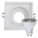 Ver imagem 1 de Kit Spot Recuado Orientável Embutir + LED Gu10 Mr16 6W 3000K Alumínio Gesso Madeira Modular