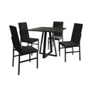 Ver imagem 1 de Kit Sala de Jantar Mônaco Premium Mesa 90cm com 4 Cadeiras Estofadas para Cozinha - Preto/preto