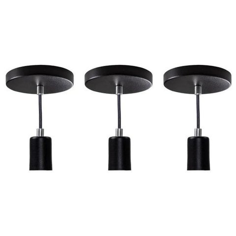 Kit Com 3 Pendente Tubo Cilindro 6cm Alumínio E27 Preto St458