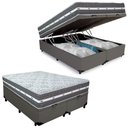 Ver imagem 1 de Cama Box Baú Casal Bipartido Sintético + Colchão Anjos Black Graphite Molas Ensacadas 138x188x64cm C