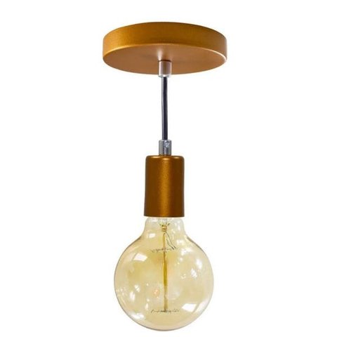 Pendente Tubo Cilindro Alumínio 10cm Cobre + Filamento Carbono G95 220v St458