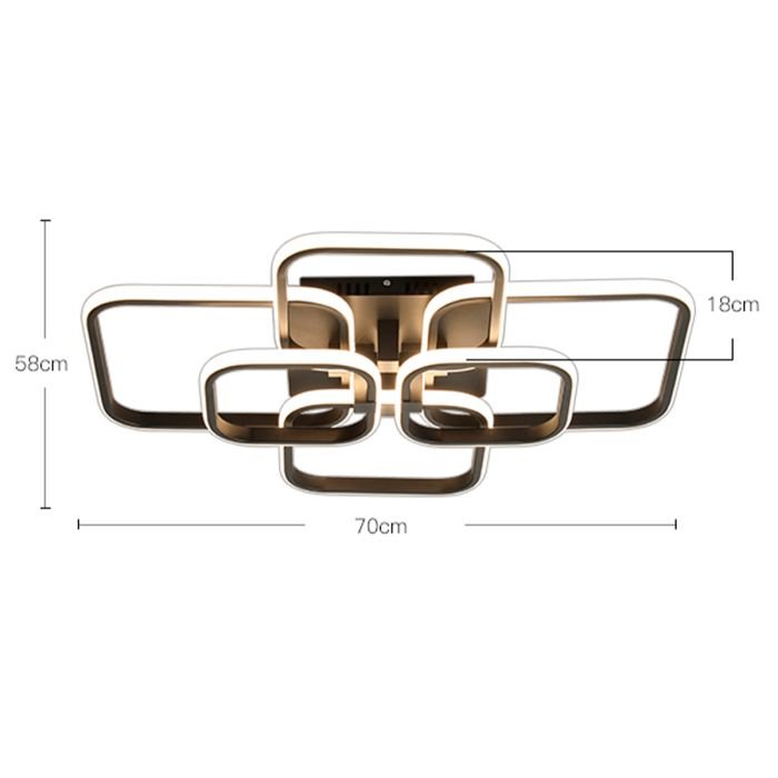 Lustre de Led Luminária Moderna 70w 6 Arcos Quadrado Cor Preto com Controle - Brinovar - 7