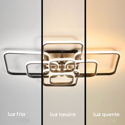 Lustre de Led Luminária Moderna 70w 6 Arcos Quadrado Cor Preto com Controle Brinovar - 6