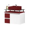 Gabinete Banheiro 2 Gavetas 1 Porta Diamante 60cm - Vinho - com Cuba Vinho - Vermelho - 1