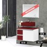 Gabinete Banheiro 2 Gavetas 1 Porta Diamante 60cm - Vinho - com Cuba Vinho - Vermelho - 2