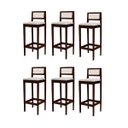 Ver imagem 2 de Kit 6 Banquetas Madeira Espaço Gourmet Estofadas com Encosto:Imbuia com Sintetico Bege