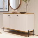 Ver imagem 2 de Conjunto Cristaleira e Aparador Buffet Tucupí com 3 Portas Off White/nature/preto