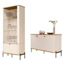 Ver imagem 1 de Conjunto Cristaleira e Aparador Buffet Tucupí com 3 Portas Off White/nature/preto
