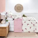 Ver imagem 3 de Kit Edredom Cobertor Celi Queen Dupla Face Micropercal Estampado 200 Fios 3 Peças Borboletas Rosê -