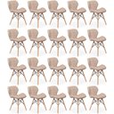 Ver imagem 1 de Kit 20 Cadeiras de Jantar Charles Eames Slim Wood Estofada - Nude