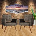 Ver imagem 1 de Kit 2 Cadeira Poltrona Consultório Escritório Recepção Reforçadas Vanessa Marrom