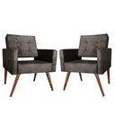 Ver imagem 3 de Kit 2 Cadeira Poltrona Consultório Escritório Recepção Reforçadas Vanessa Marrom