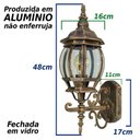 Ver imagem 2 de Arandela Colonial Em Alumínio St201pp Vintage E27 Retro - Ouro Velho