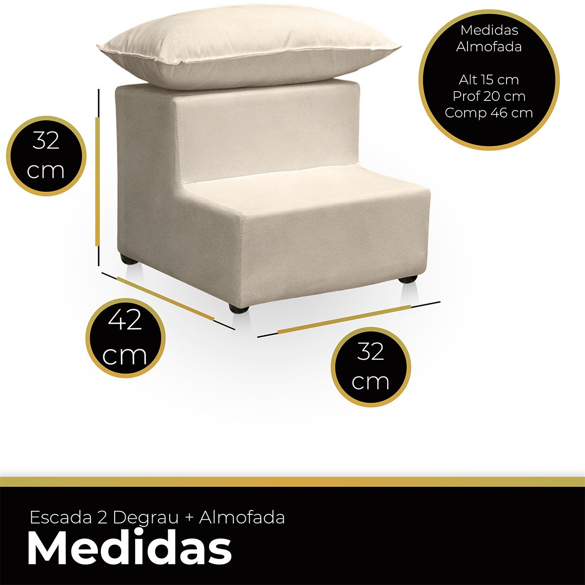 Escada Escadinha 2 Degraus para Maca com Almofada Clinica Escada de Maca Tatuagem Luxo Resistente Co - 5