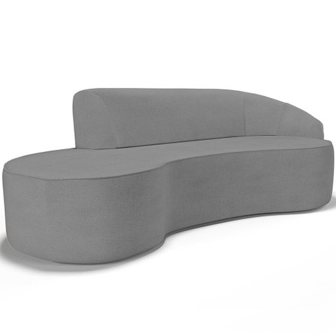 Sofá 3 Lugares Curvo Sala de Estar Living Firenze Direito D02 Linho Cinza Escuro 230 cm C-416 - Lyam