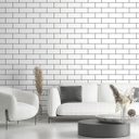 Ver imagem 1 de Papel de Parede Efeito Azulejo Branco Vinilico Lavável+ Cola Inclusa