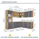 Ver imagem 3 de Cozinha 11 Peças Condessa Canto Torre Quente 100% MDF Cinza/Carvalho Titânio