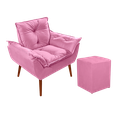 Ver imagem 1 de 01 Poltrona Opala Decorativa + 01 Puff Quadrado Decorativo Suede