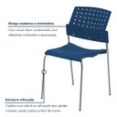 Ver imagem 4 de Kit 6 Cadeiras para Escritório Fixa Empilhável Hotel Auditório Movie Azul