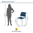 Ver imagem 3 de Kit 6 Cadeiras para Escritório Fixa Empilhável Hotel Auditório Movie Azul