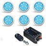LED Piscina - Kit 6 LED Monocromático 9W + Central + Controle - Azul - Encaixe 3/4" - 1