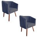 Ver imagem 1 de Kit 02 Poltronas Julia Pés Palito Suede Azul Marinho - D'Classe Decor