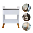 Ver imagem 4 de Mesa de Cabeceira Pequena Criado de Apoio Moderna com Gaveta Prateleira Mdf Pés Madeira Quarto Cama