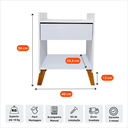 Ver imagem 3 de Mesa de Cabeceira Pequena Criado de Apoio Moderna com Gaveta Prateleira Mdf Pés Madeira Quarto Cama