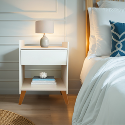 Mesa de Cabeceira Pequena Criado de Apoio Moderna com Gaveta Prateleira Mdf Pés Madeira Quarto Cama - 6