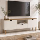 Ver imagem 1 de Rack para Sala de Estar TV 75 Polegadas 180cm Orgânico Nordic A03 Hanover Off White Roble - Lyam