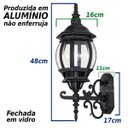 Ver imagem 2 de kit com 3 Arandela colonial em alumínio vintage E27 retro - preta ST201PP