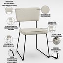 Ver imagem 5 de Kit 4 Cadeiras Decorativa Estofada Para Sala Jantar Base Aço Allana L02 Linho Champagne - Lyam