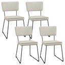 Ver imagem 1 de Kit 4 Cadeiras Decorativa Estofada Para Sala Jantar Base Aço Allana L02 Linho Champagne - Lyam