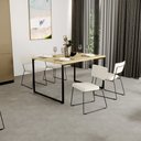 Ver imagem 3 de Kit 4 Cadeiras Decorativa Estofada Para Sala Jantar Base Aço Allana L02 Linho Champagne - Lyam