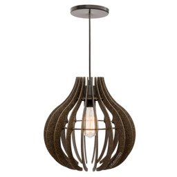 pendente lótus poptem madeira lustre luminária 30cm sala - 1